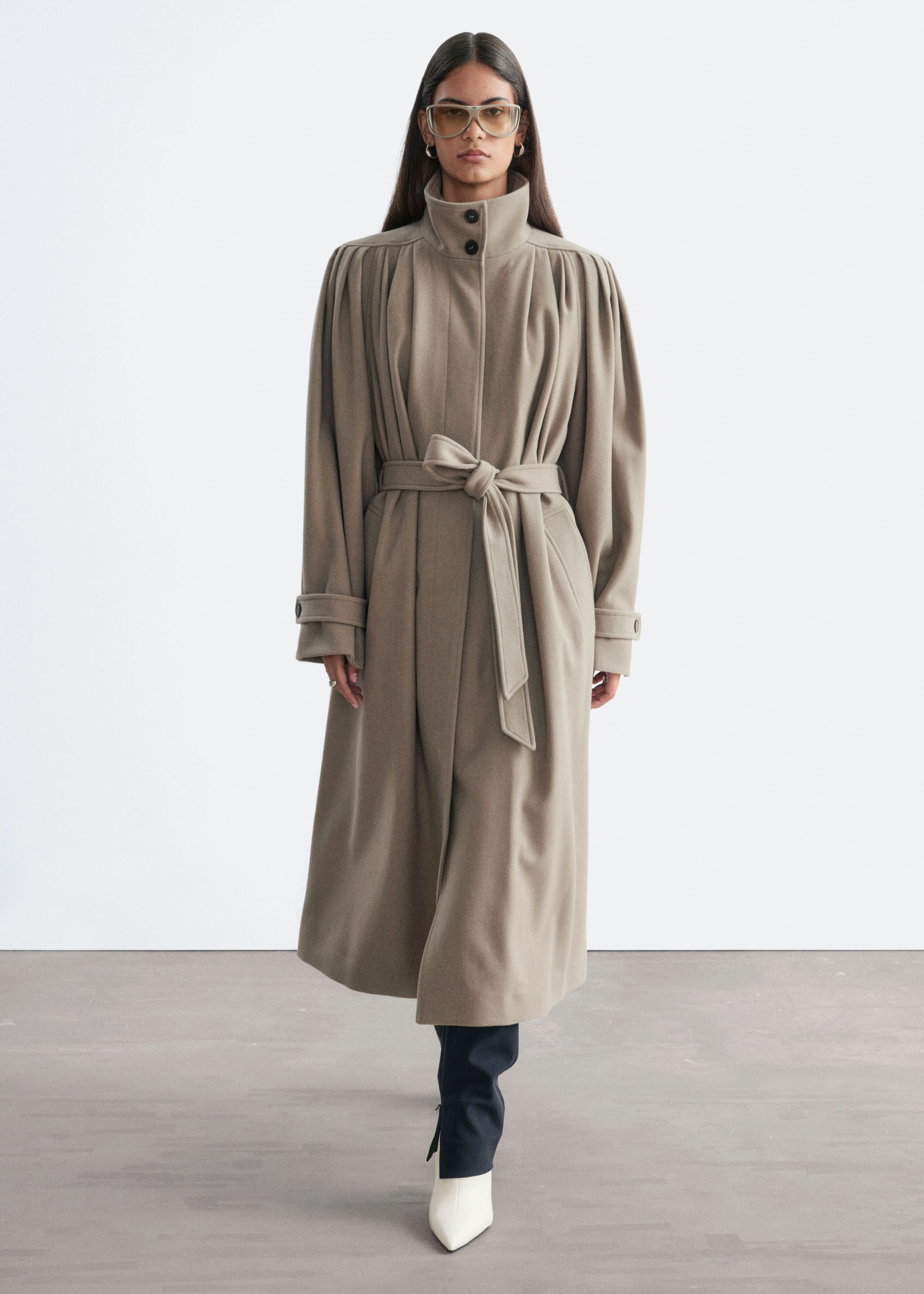 Belted Wool-Lyocell Coat