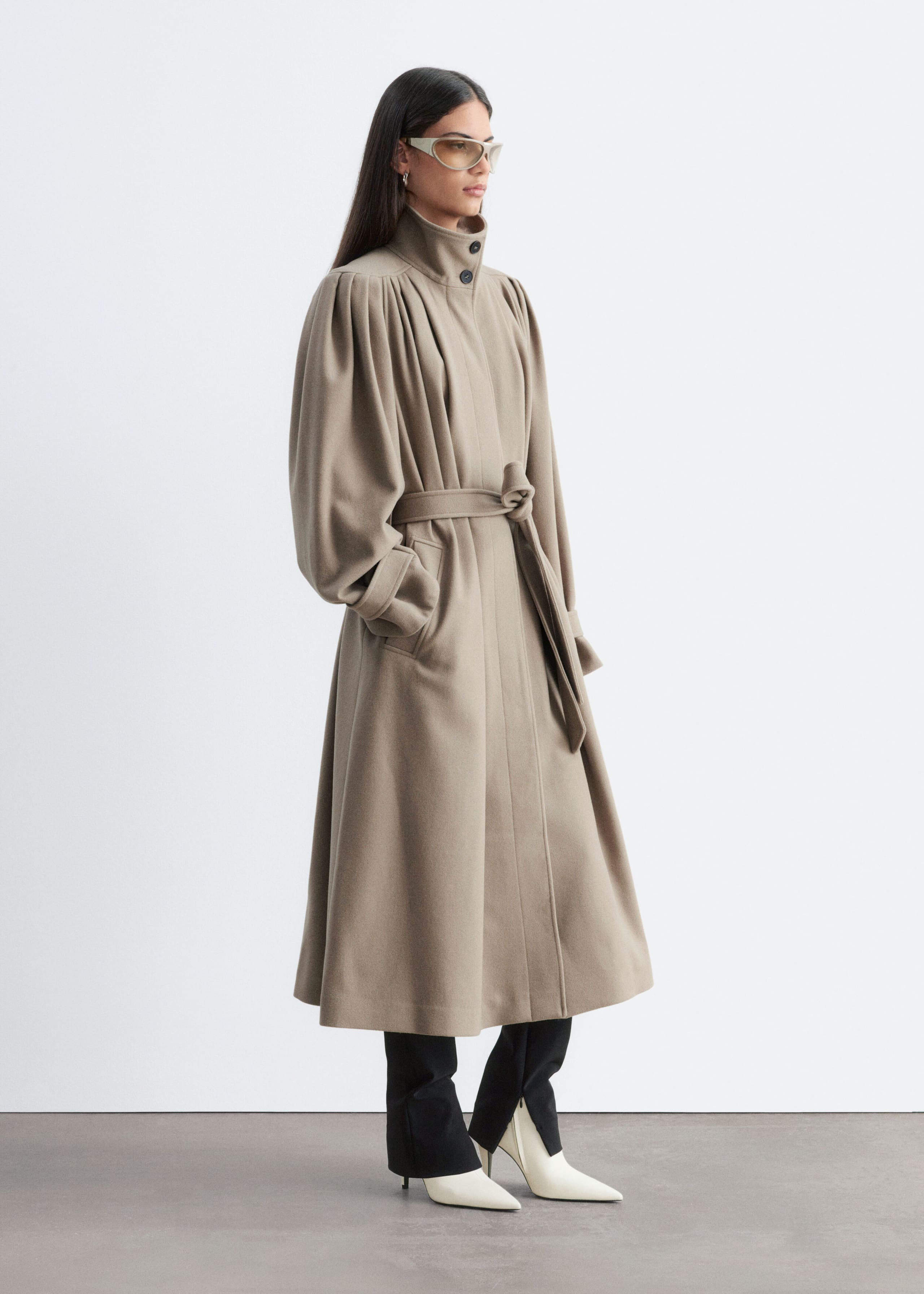 Belted Wool-Lyocell Coat