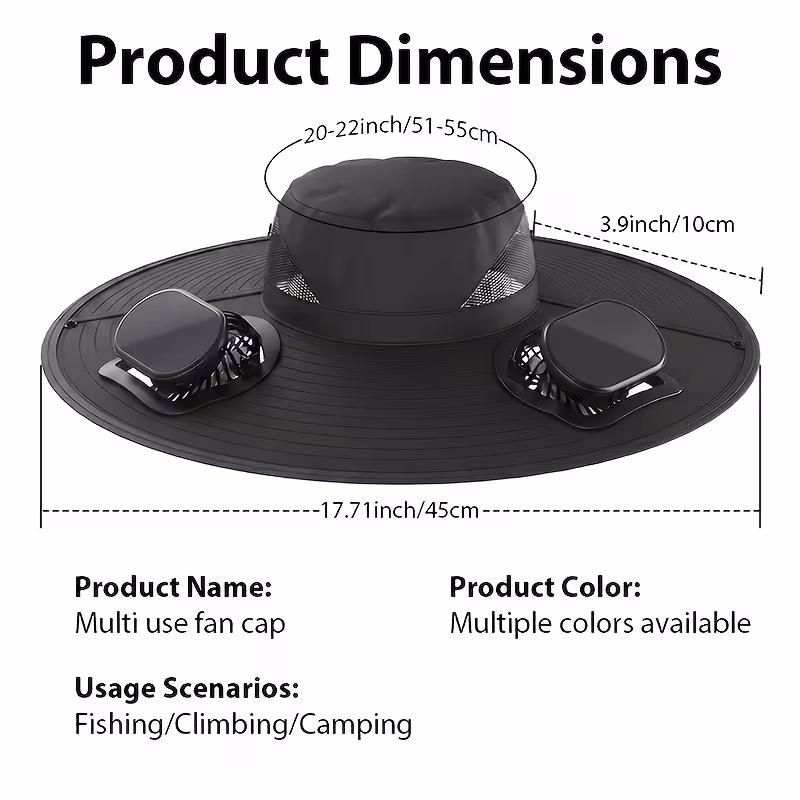 Summer Hot Seller💥Buy 1 Get 1 Free🔥Solar-powered fan hat, outdoor fishing hat, includes 3 rechargeable fans, suitable for various occasions: running, camping, fishing, travel.