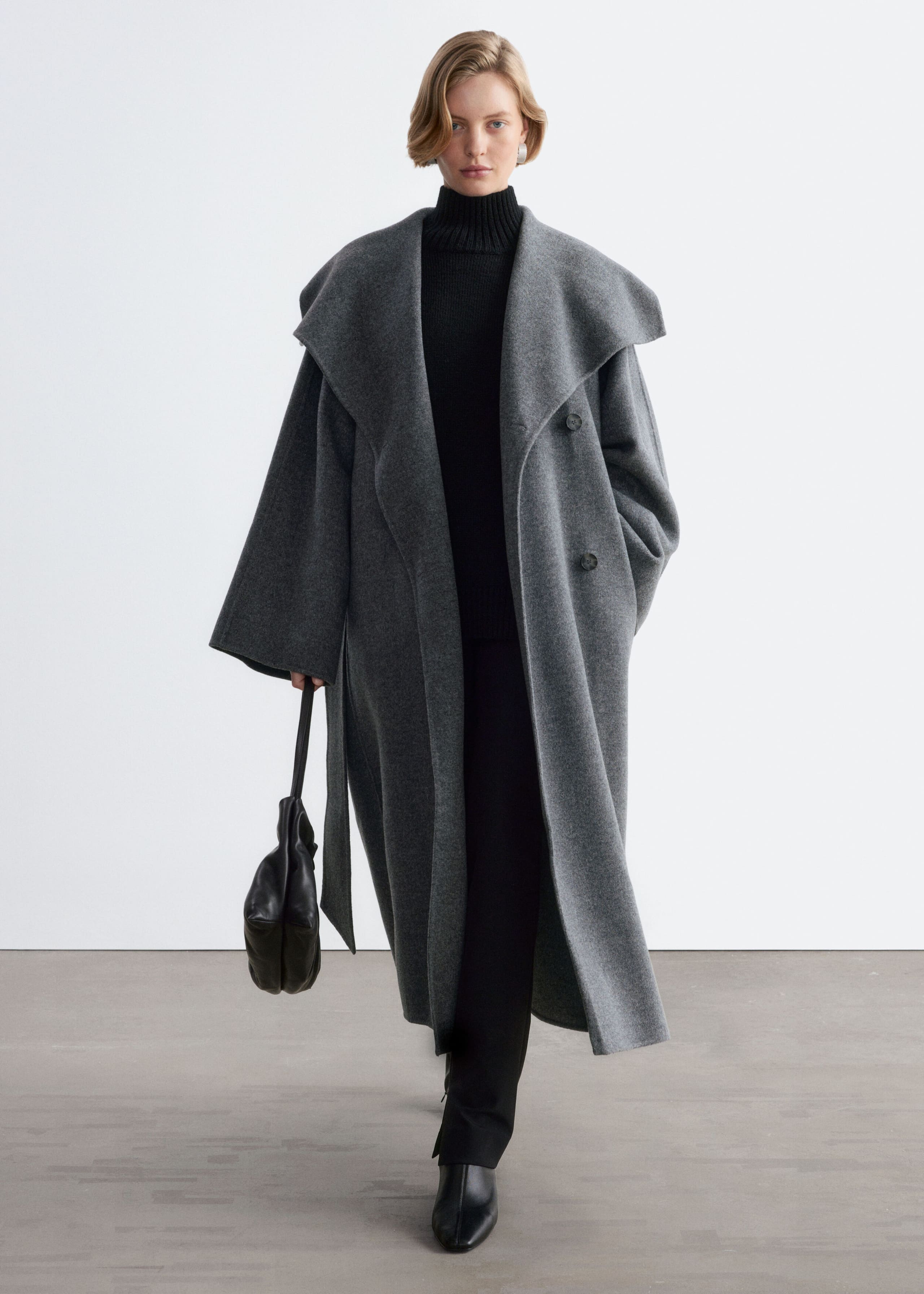 Shawl-Collar Wool Maxi Coat