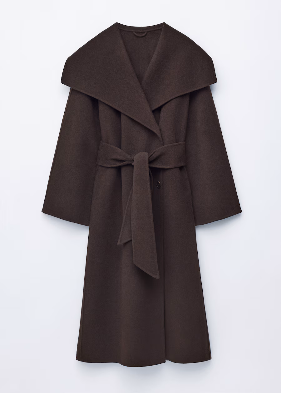 Shawl-Collar Wool Maxi Coat