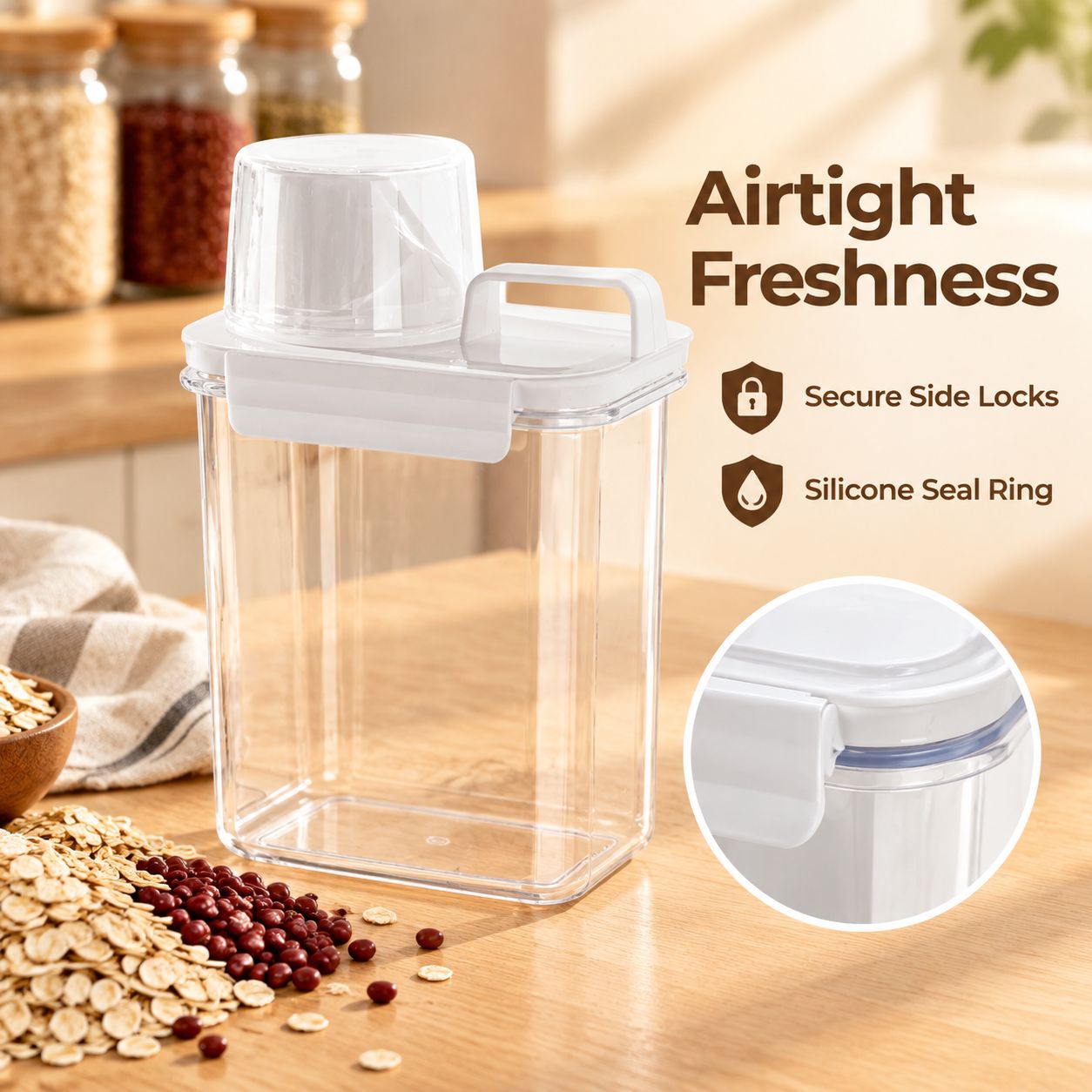Kitchen grain storage jar