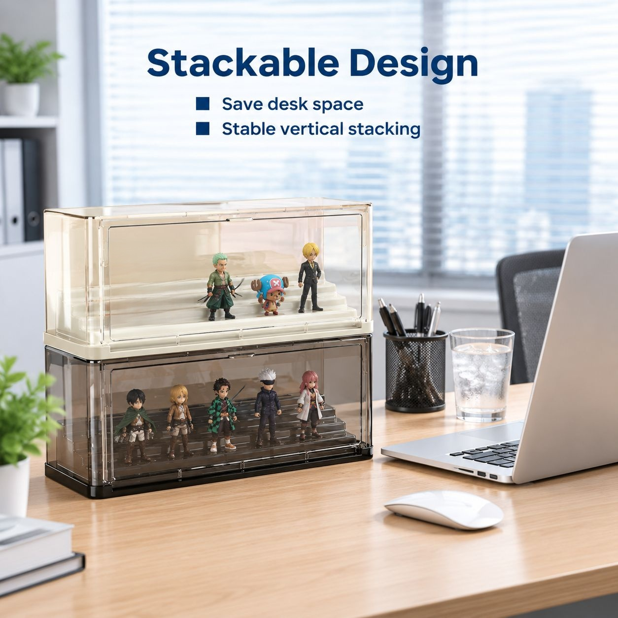 Multi-tiered desktop storage box