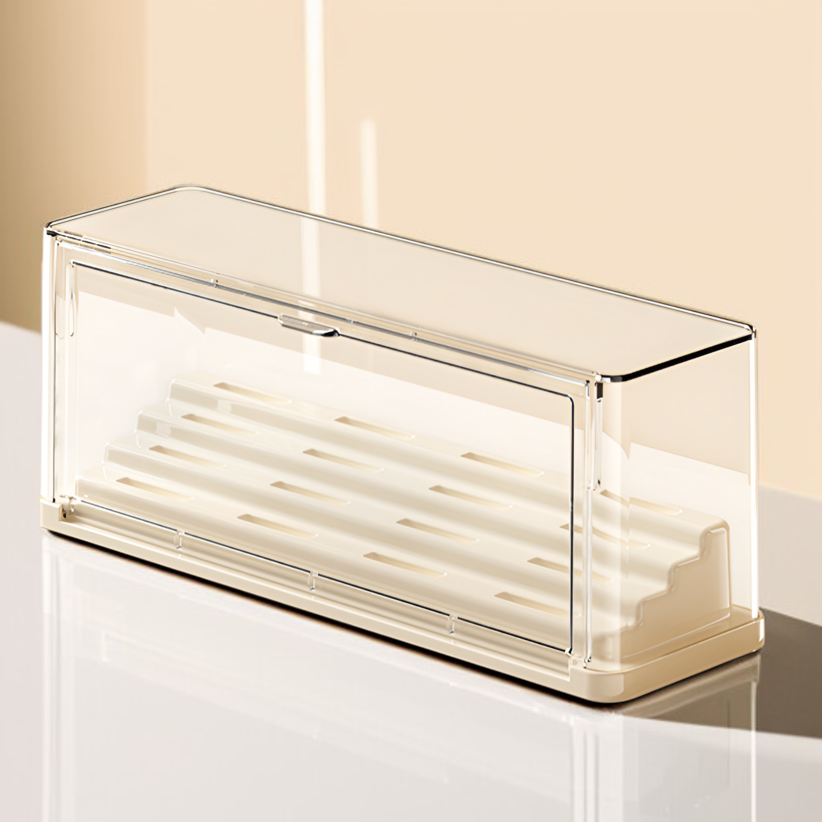 Multi-tiered desktop storage box