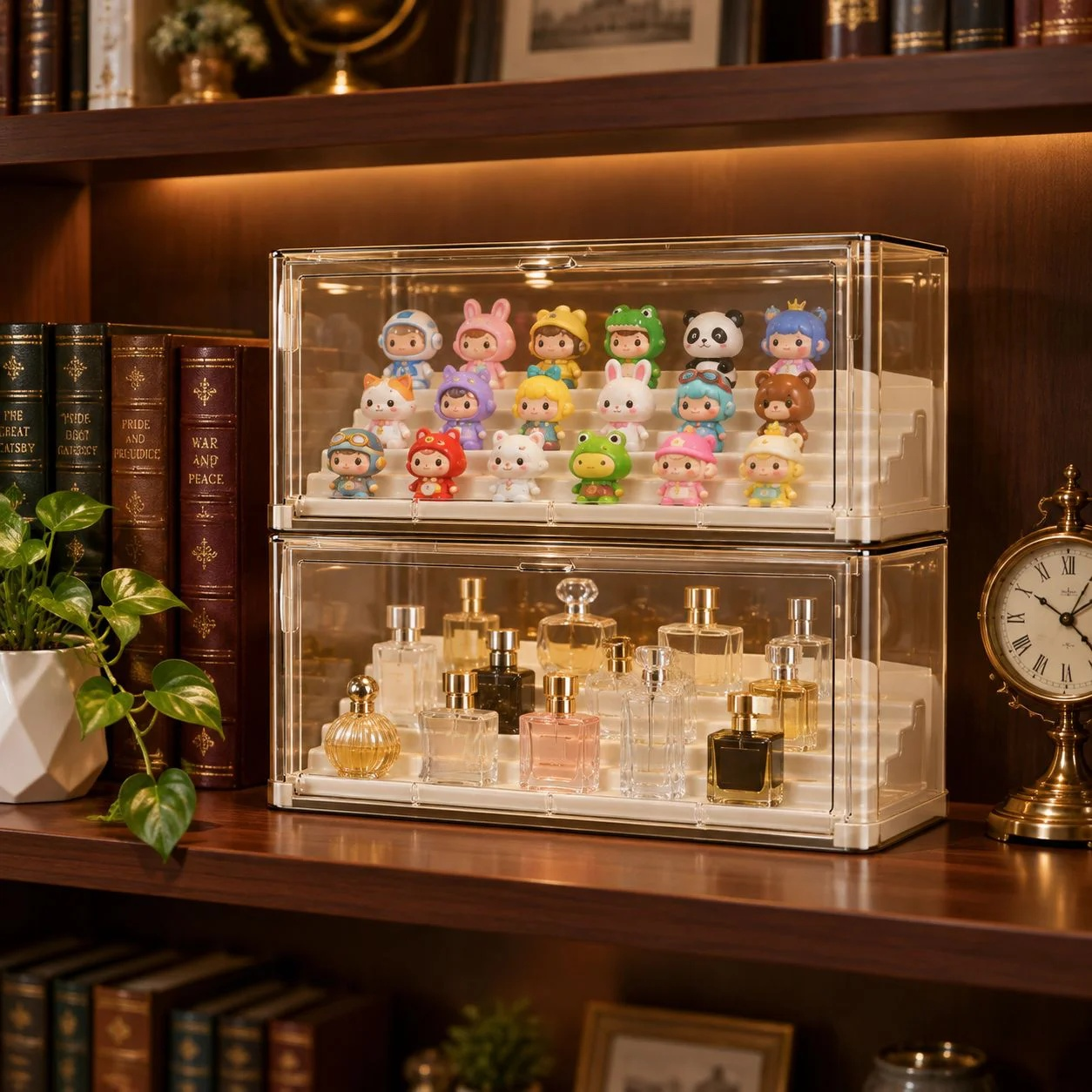 Multi-tiered desktop storage box