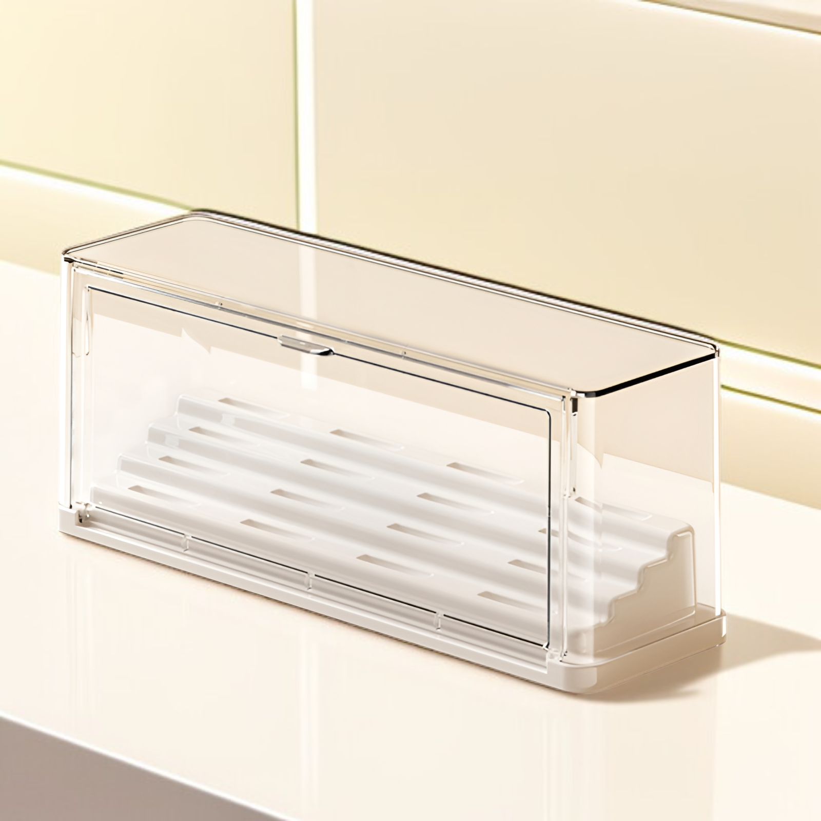 Multi-tiered desktop storage box