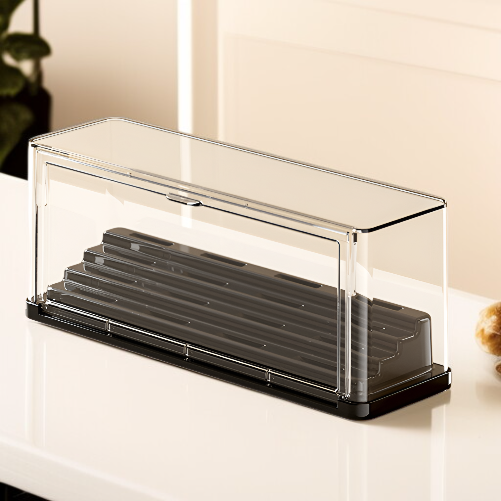 Multi-tiered desktop storage box