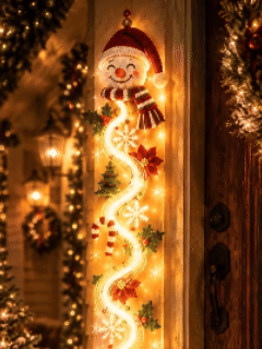 Suggested image: clean square main product image of the Sevinq Glowing Christmas Door Hanger, showing one festive character and full vertical design
