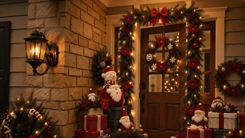 Suggested image: narrow doorway before-and-after showing how one vertical hanger creates a clear holiday focal point without covering the door