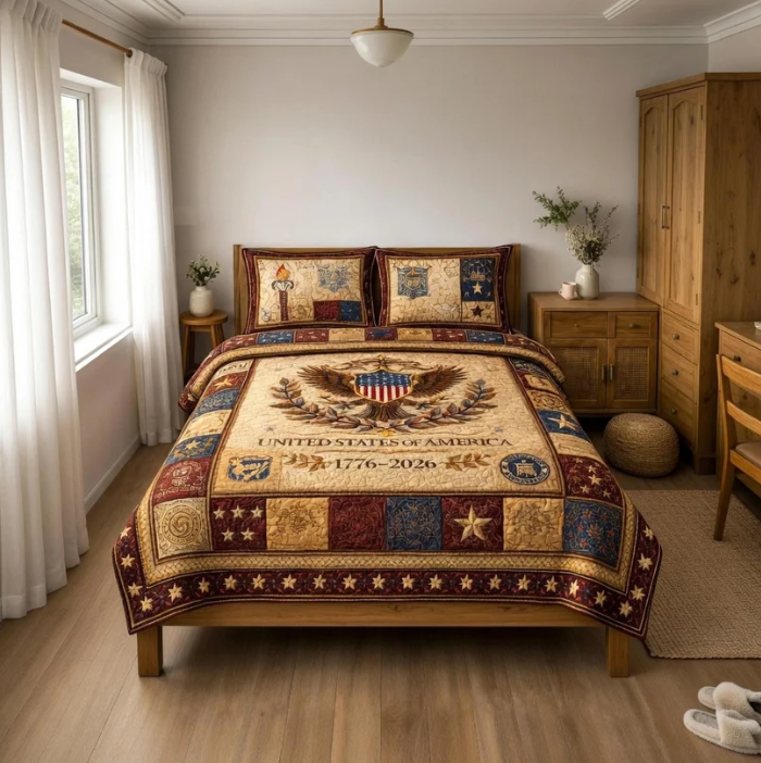 1776–2026 American Heritage 3-Piece Quilted Bedding Set