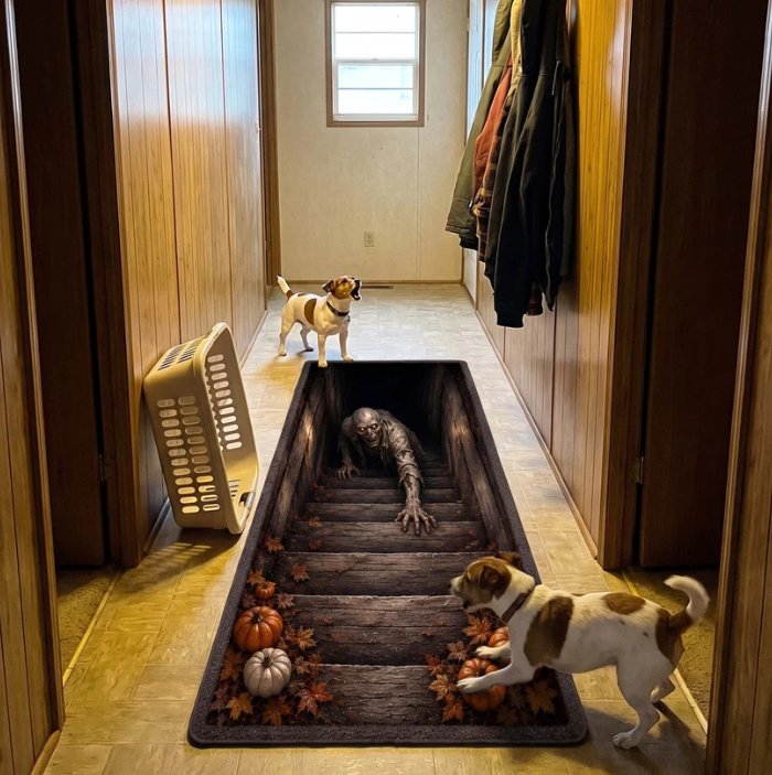 Halloween Zombie Cellar 3D Optical Illusion Doormat