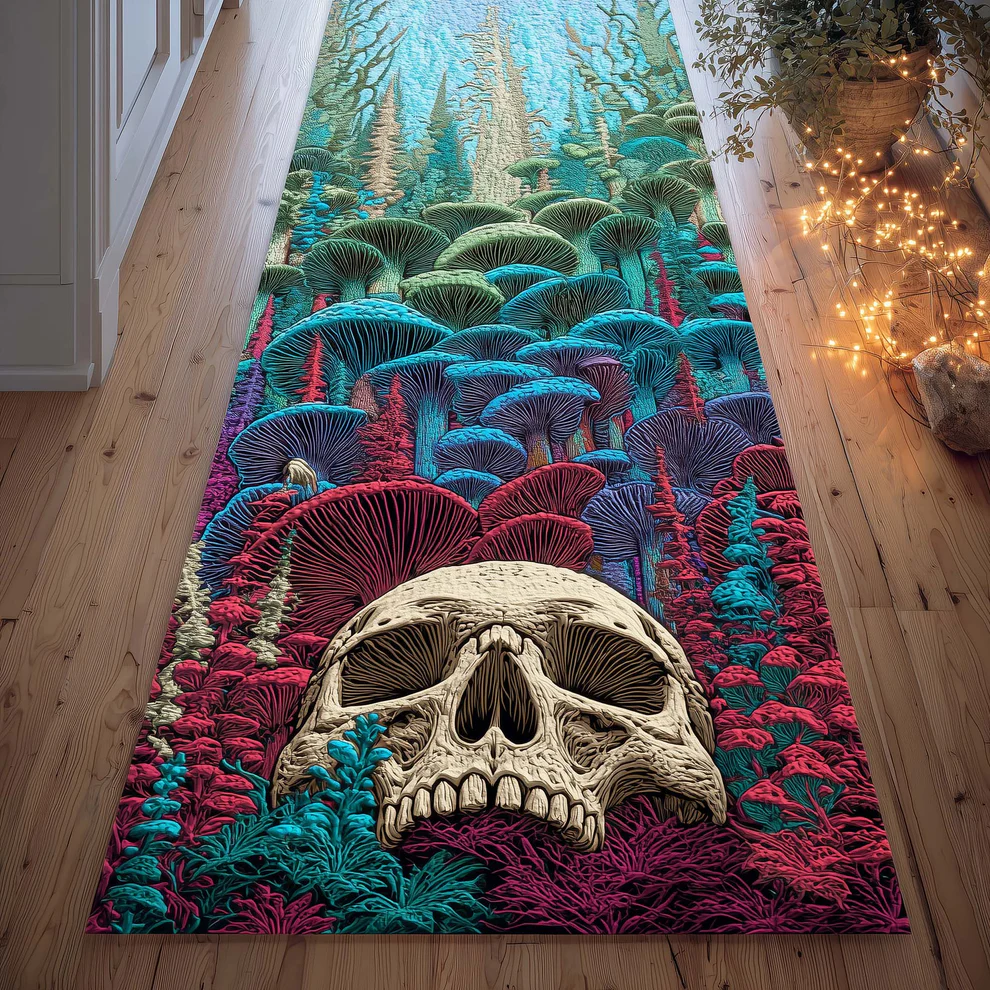 Fungus Skull Quilted Runner Rug  | Skull
