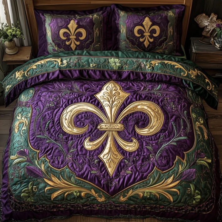 Fleur-de-Lis 3-Piece Quilted Bedding Set