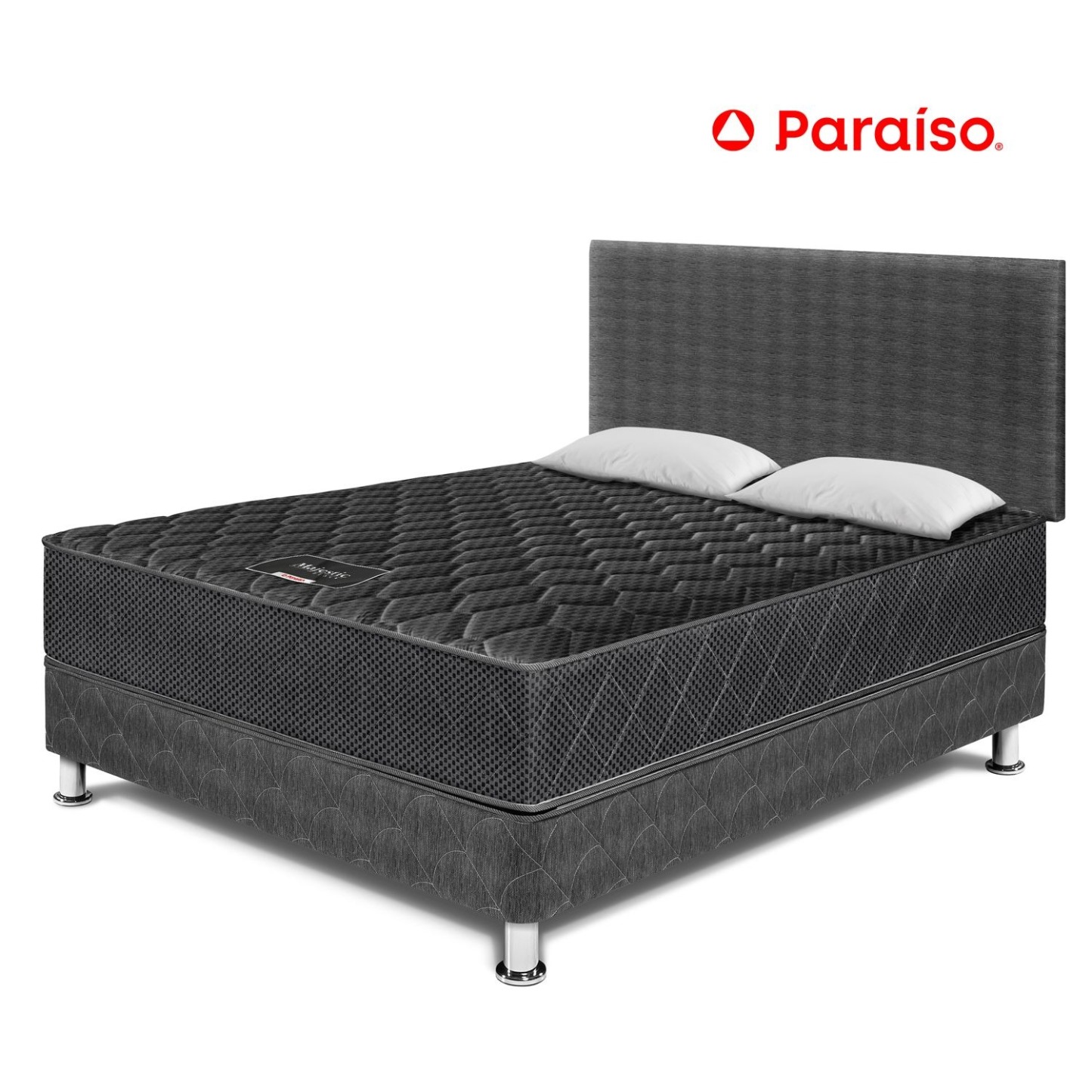 Dormitorio Majestic Black 2 Plazas + 2 almohadas + Protector