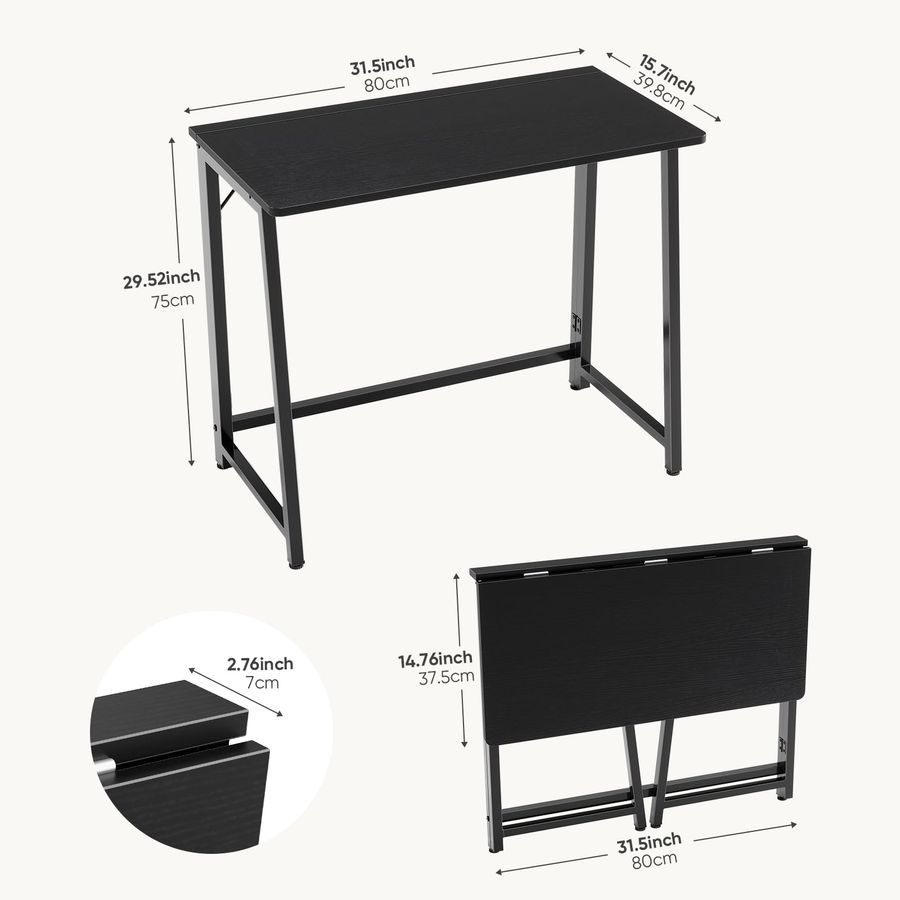 Escritorio plegable de 31,5 pulgadas, mesa para ordenador plegable para espacios pequeños
