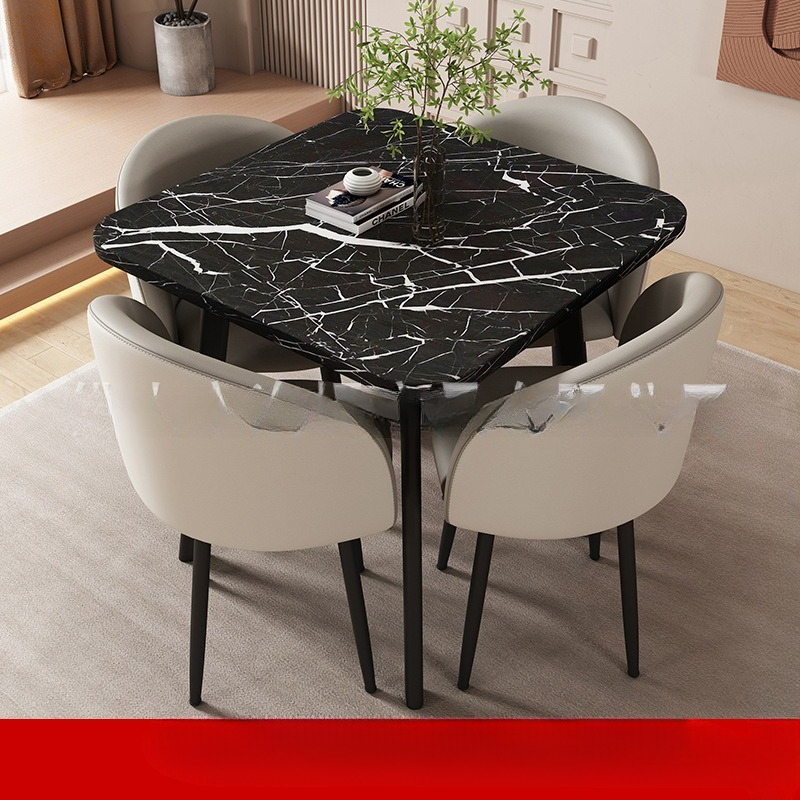 Mesa cuadrada de recepción, negociación y combinación de sillas para tienda, ocio simple, balcón, negocios, oficina redonda, ventas.