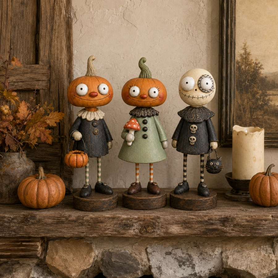 Primitive Pumpkin Friends – Vintage Halloween Figurines Collection