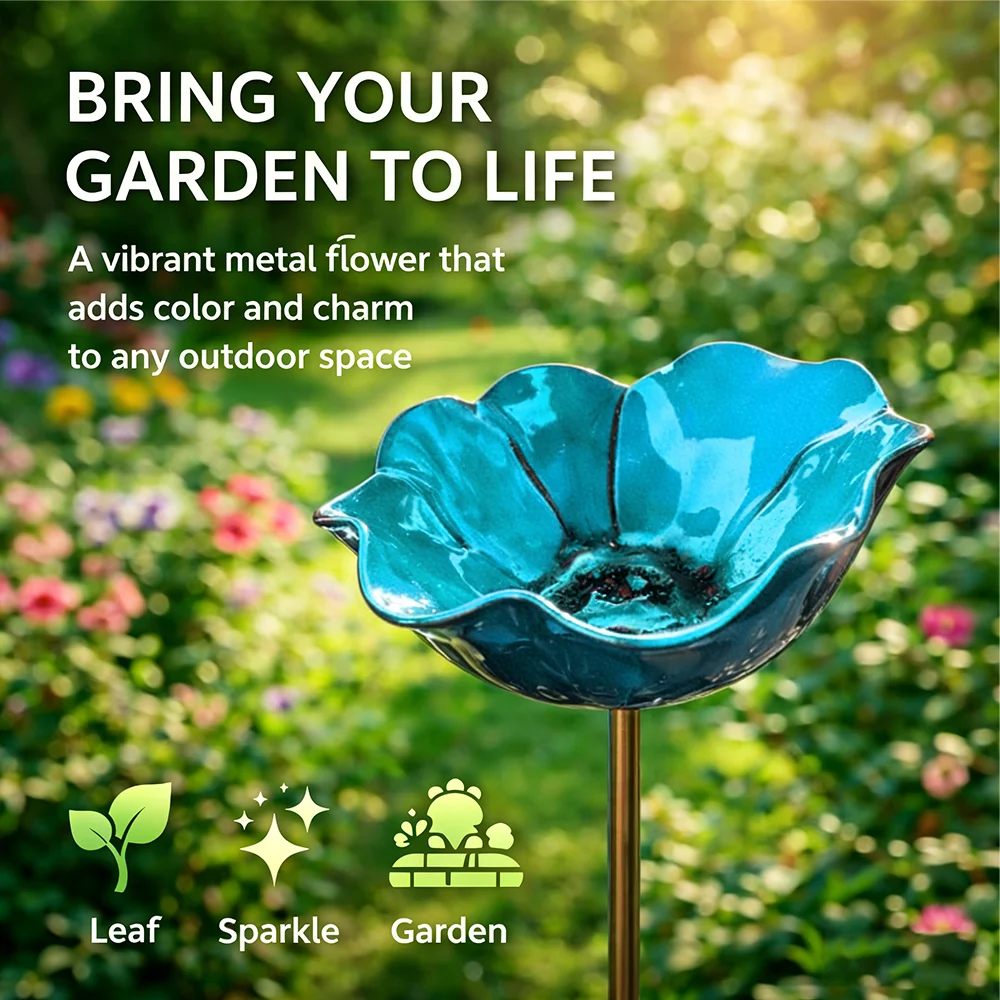 🌸 Everlasting Garden Blooms - Handmade Metal Flower Garden Stake🐦