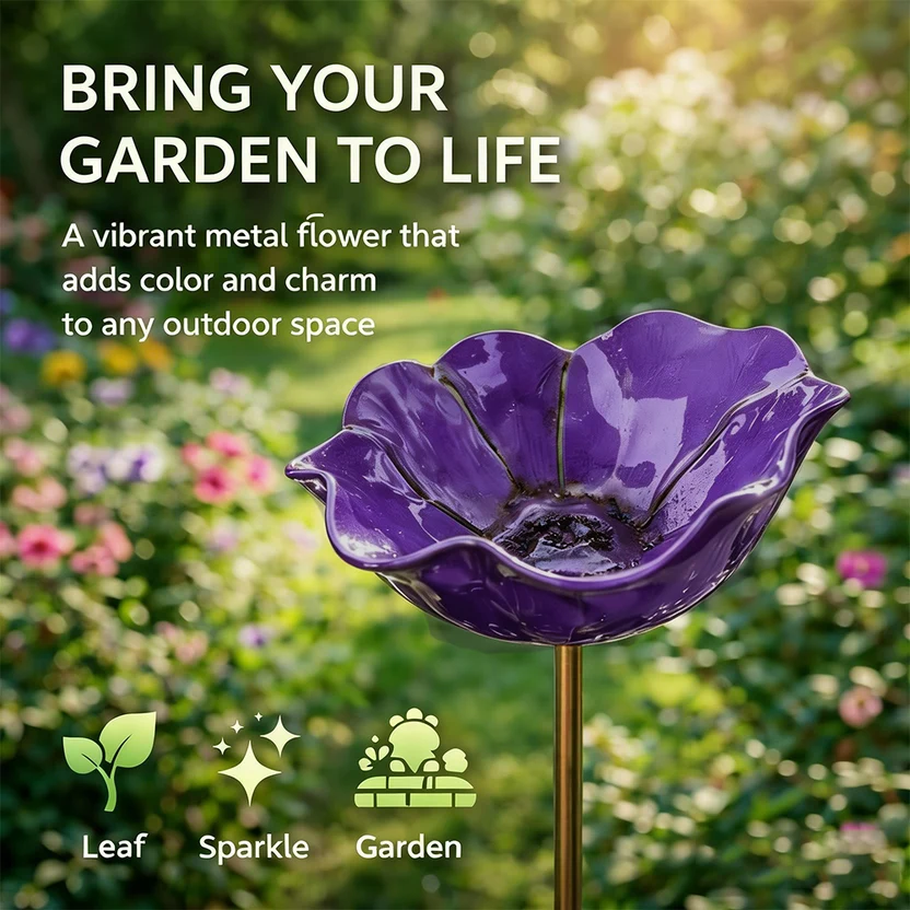 🌸 Everlasting Garden Blooms - Handmade Metal Flower Garden Stake🐦