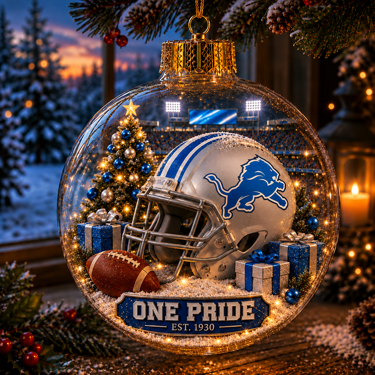 🏈🎄 Light-Up Football Team Christmas Ornament