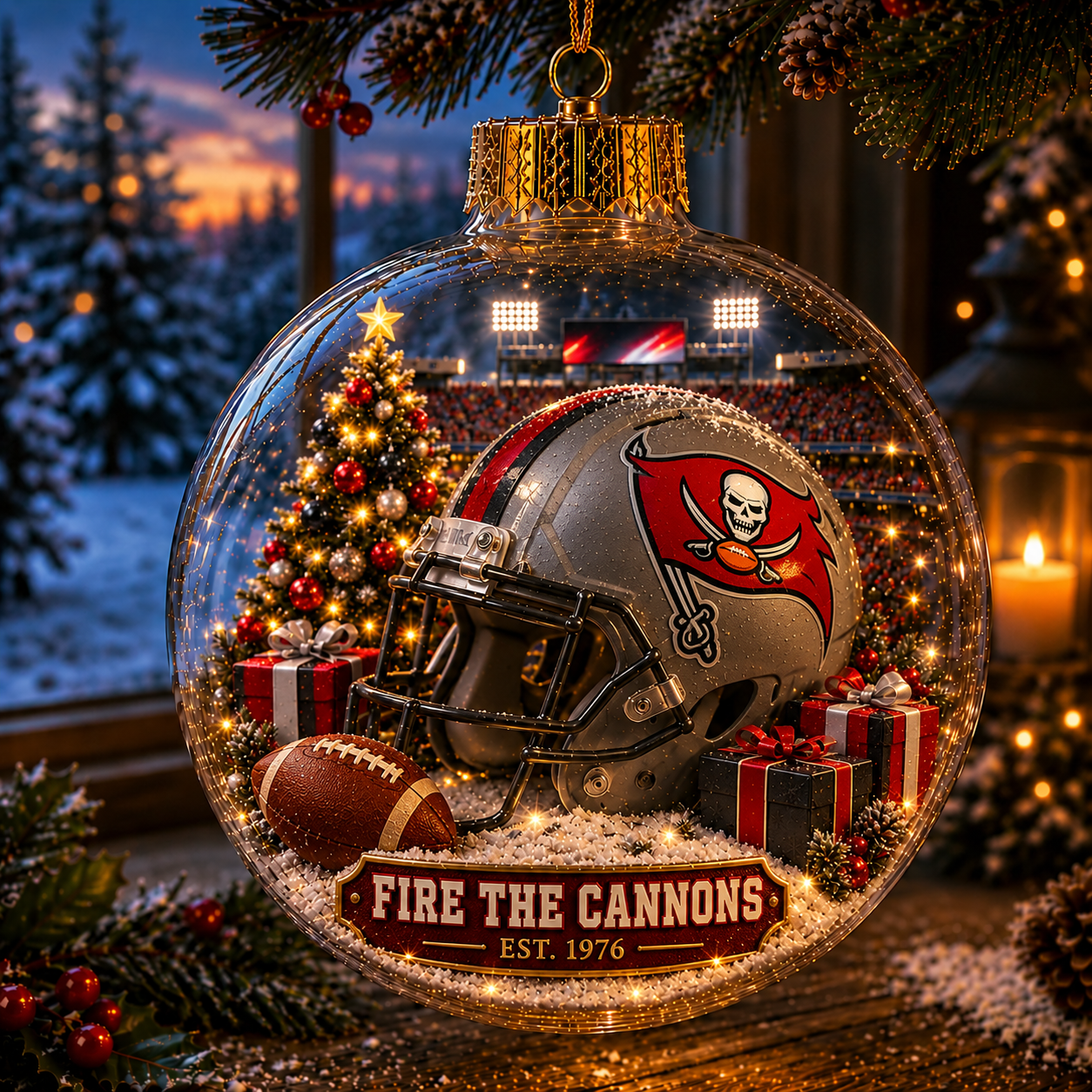🏈🎄 Light-Up Football Team Christmas Ornament