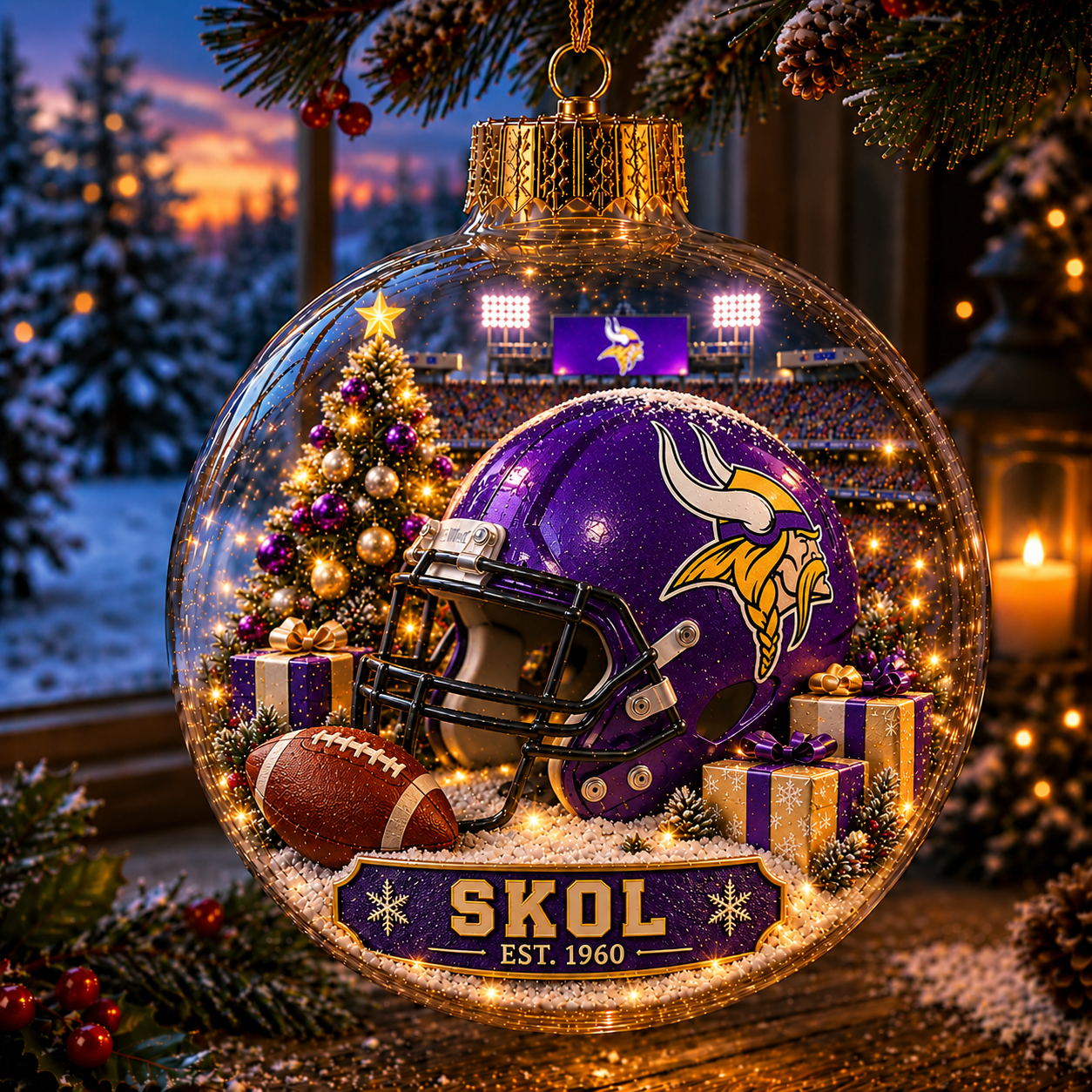 🏈🎄 Light-Up Football Team Christmas Ornament