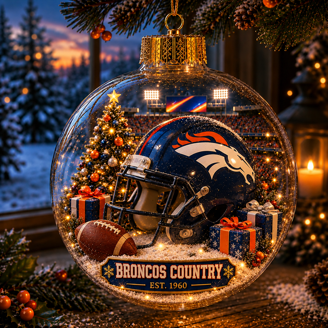 🏈🎄 Light-Up Football Team Christmas Ornament