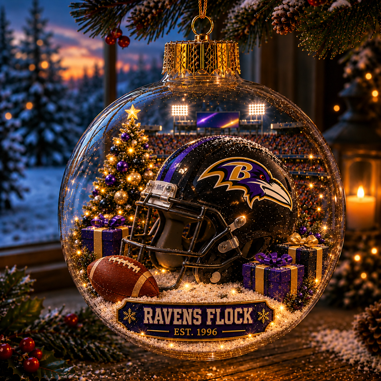 🏈🎄 Light-Up Football Team Christmas Ornament