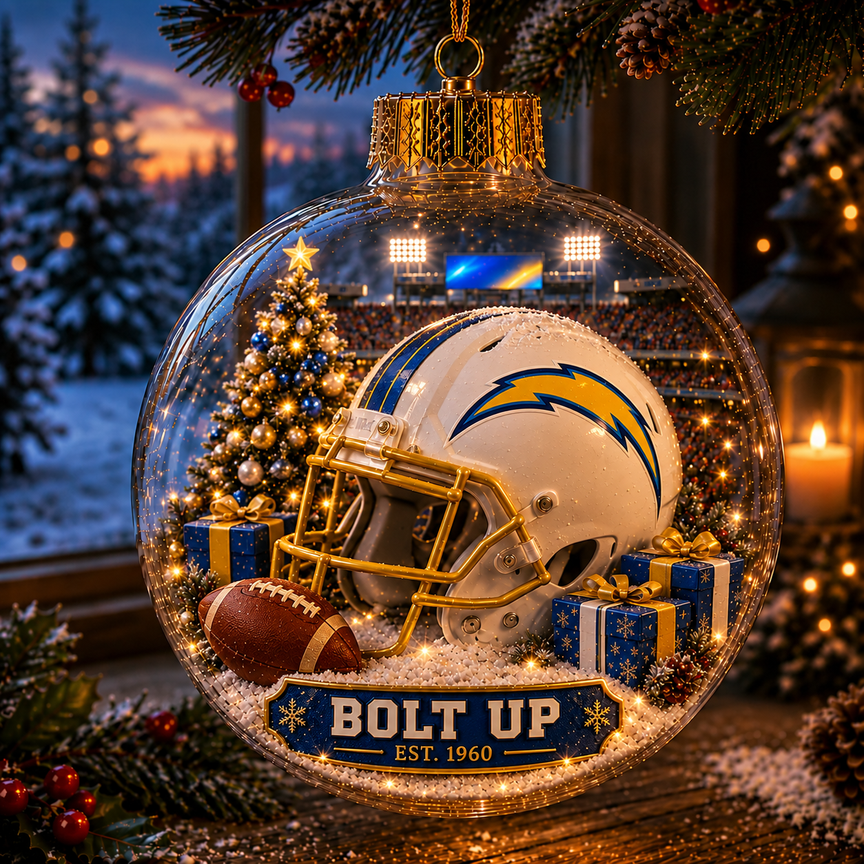 🏈🎄 Light-Up Football Team Christmas Ornament