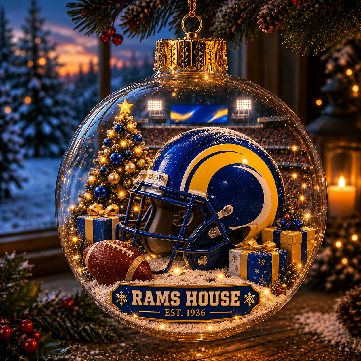 🏈🎄 Light-Up Football Team Christmas Ornament