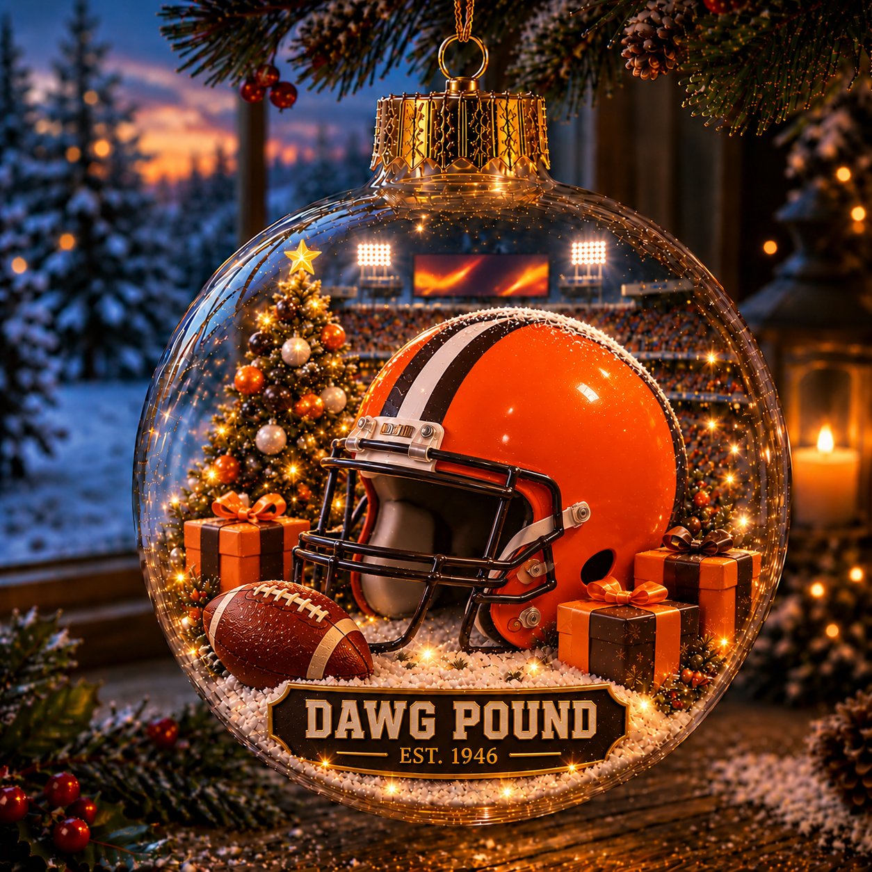 🏈🎄 Light-Up Football Team Christmas Ornament