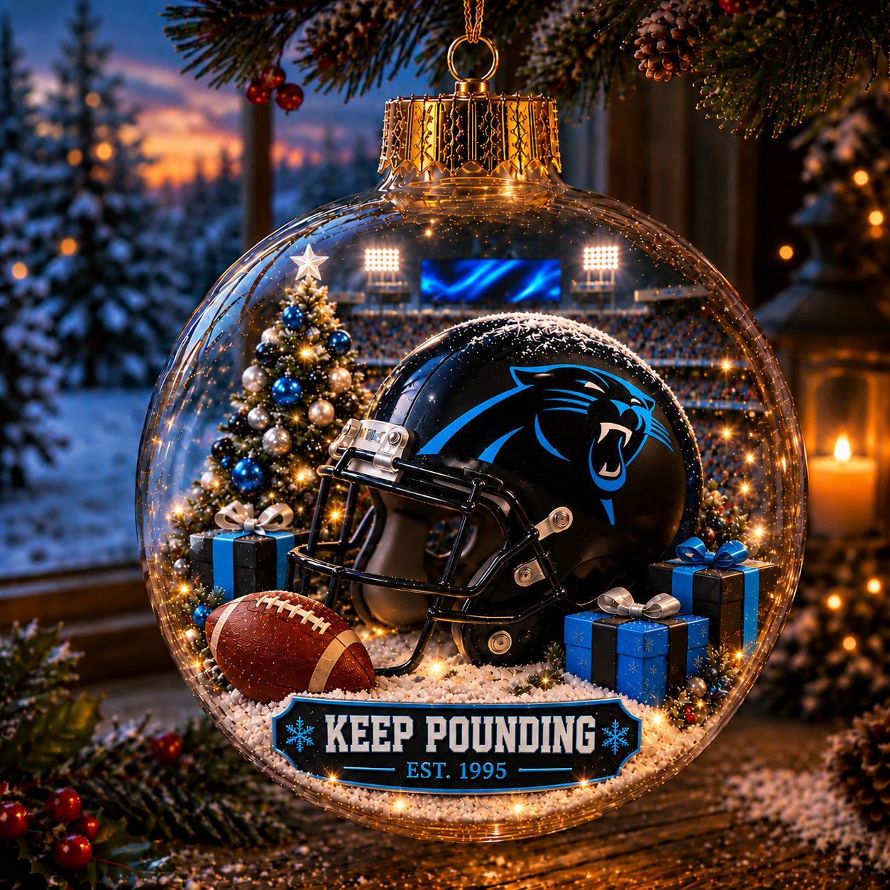 🏈🎄 Light-Up Football Team Christmas Ornament