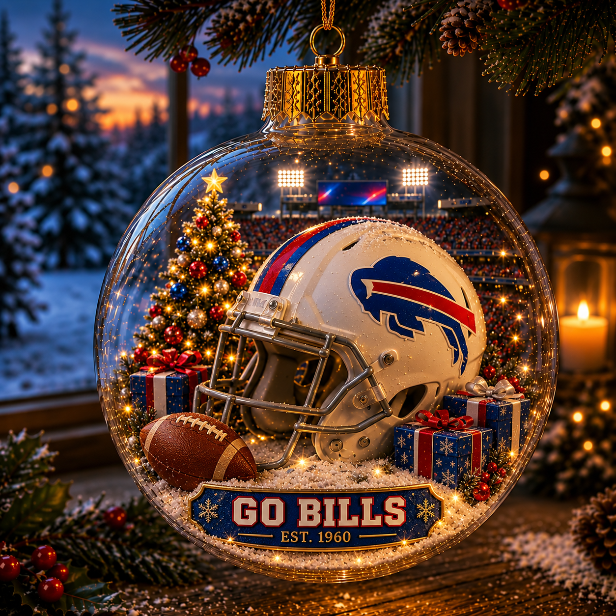 🏈🎄 Light-Up Football Team Christmas Ornament