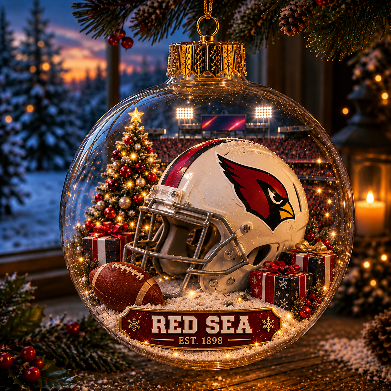 🏈🎄 Light-Up Football Team Christmas Ornament