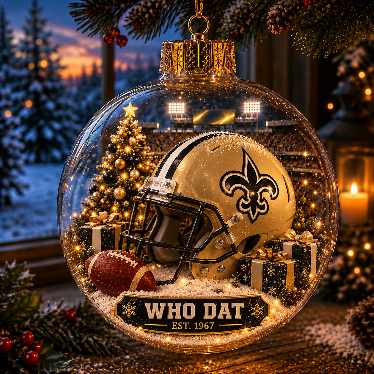 🏈🎄 Light-Up Football Team Christmas Ornament