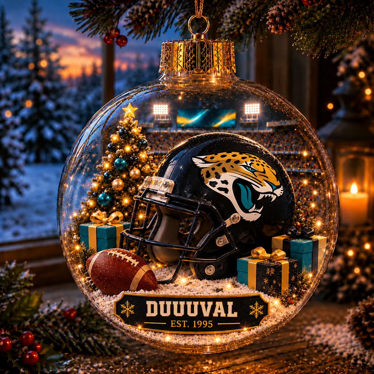 🏈🎄 Light-Up Football Team Christmas Ornament