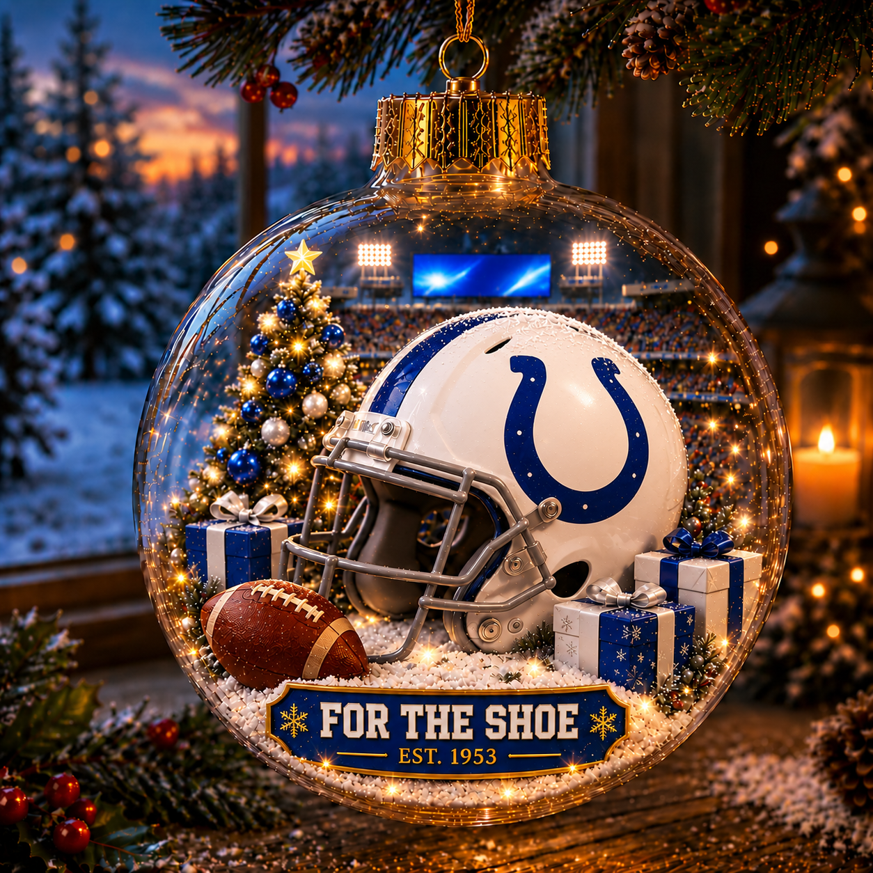 🏈🎄 Light-Up Football Team Christmas Ornament