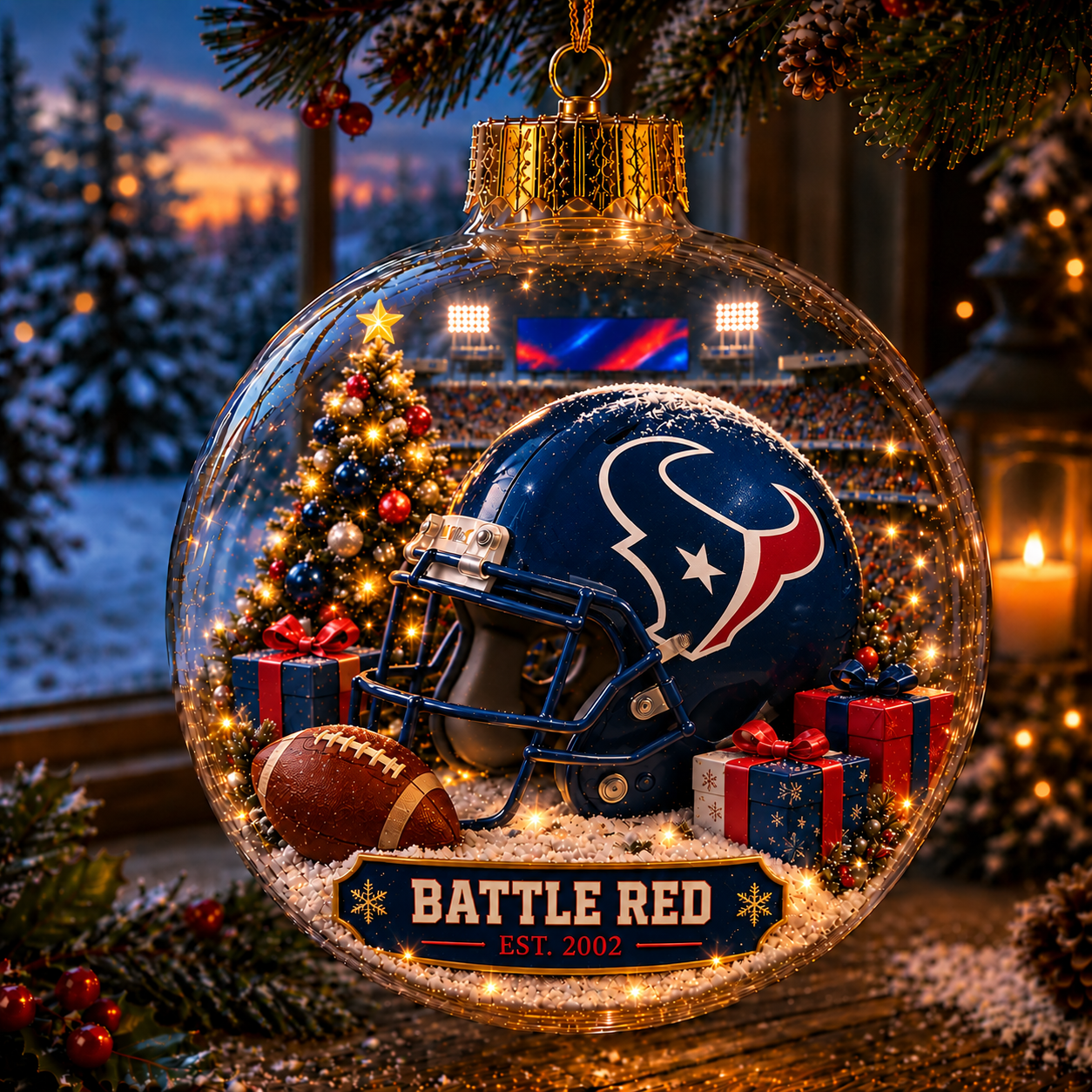 🏈🎄 Light-Up Football Team Christmas Ornament