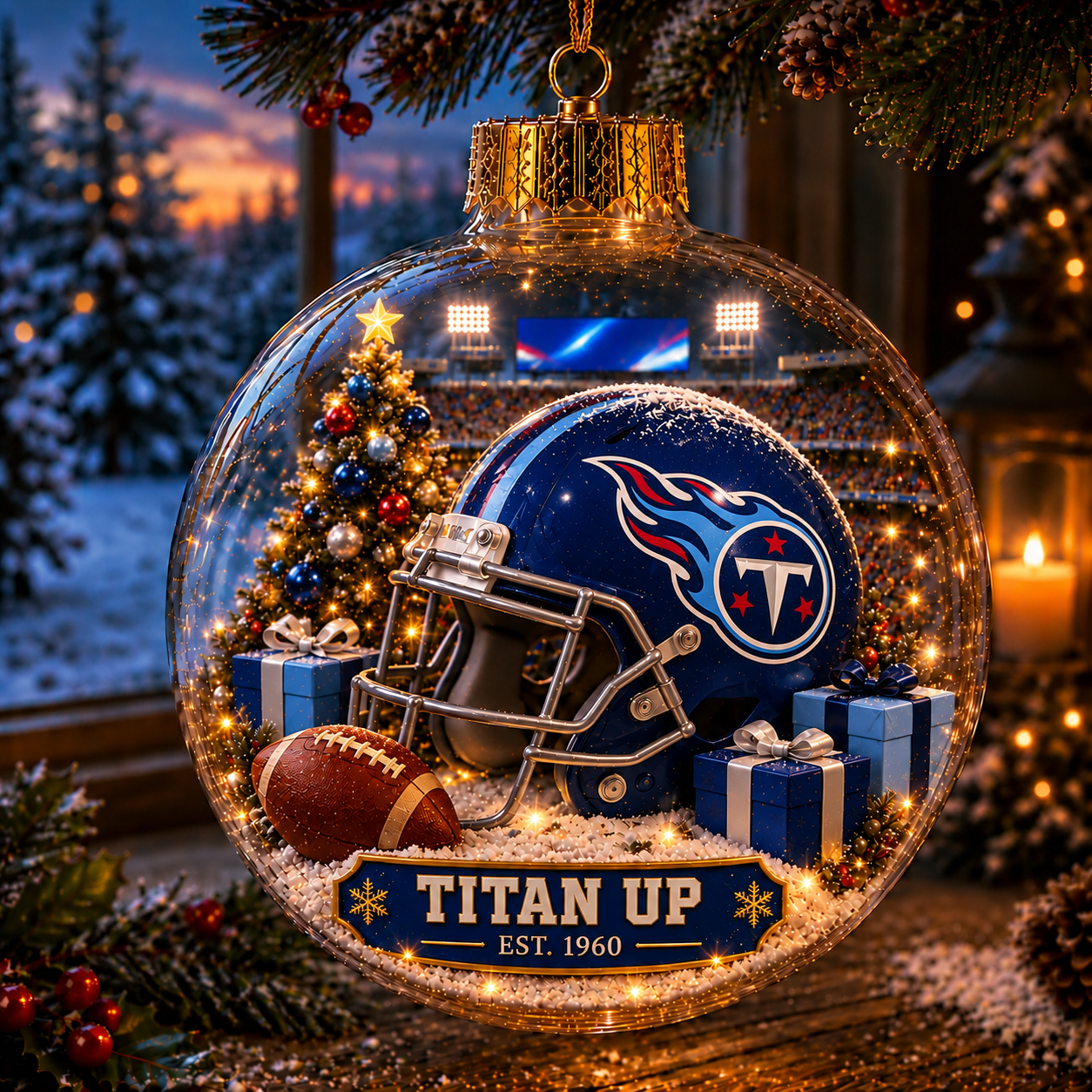 🏈🎄 Light-Up Football Team Christmas Ornament