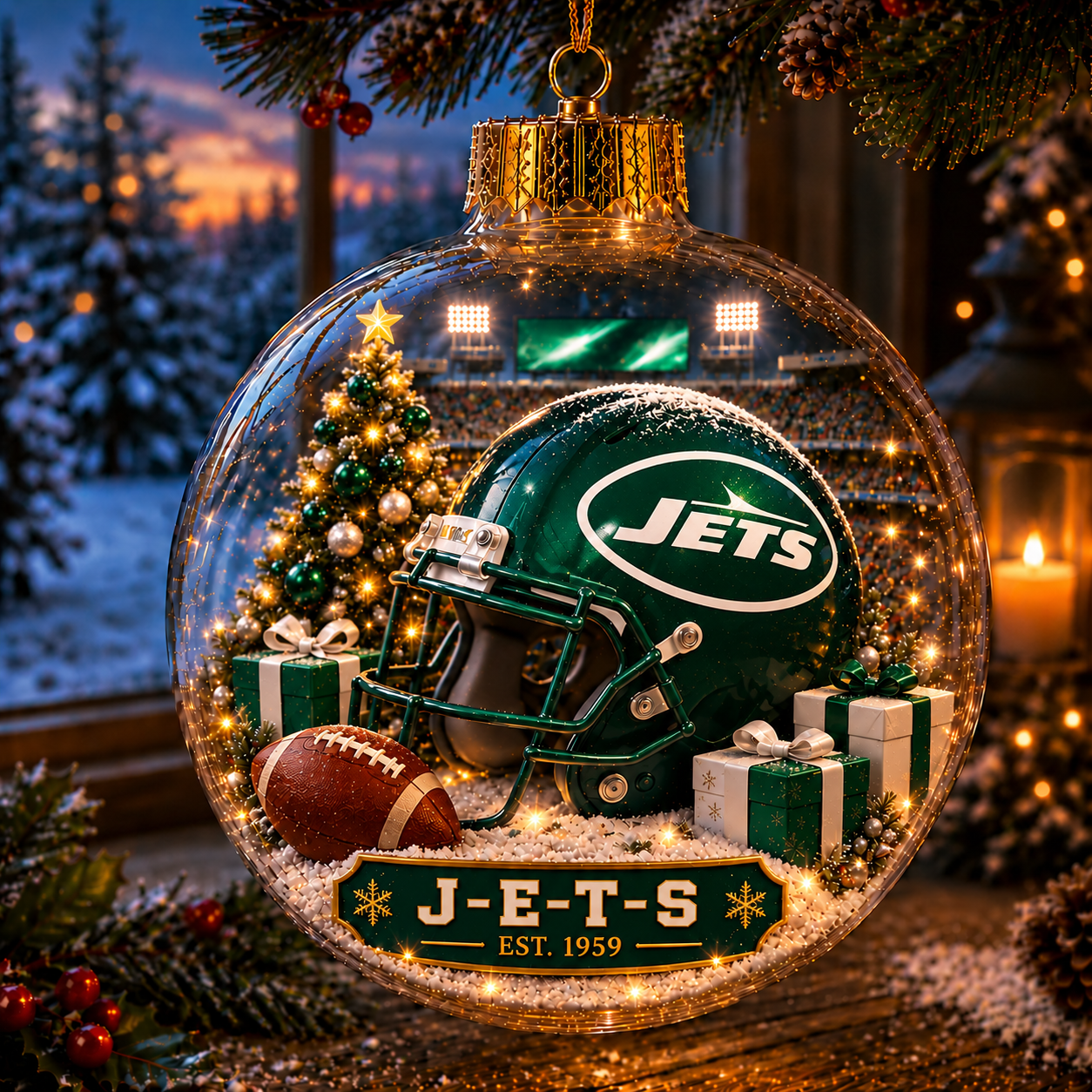 🏈🎄 Light-Up Football Team Christmas Ornament