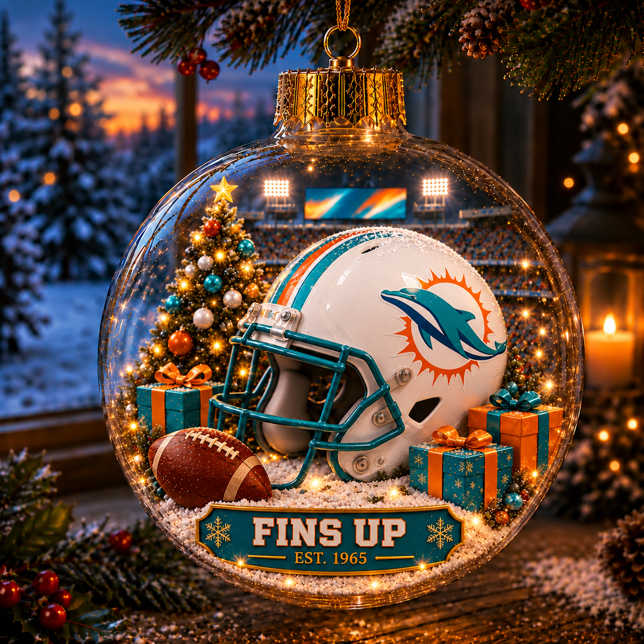 🏈🎄 Light-Up Football Team Christmas Ornament