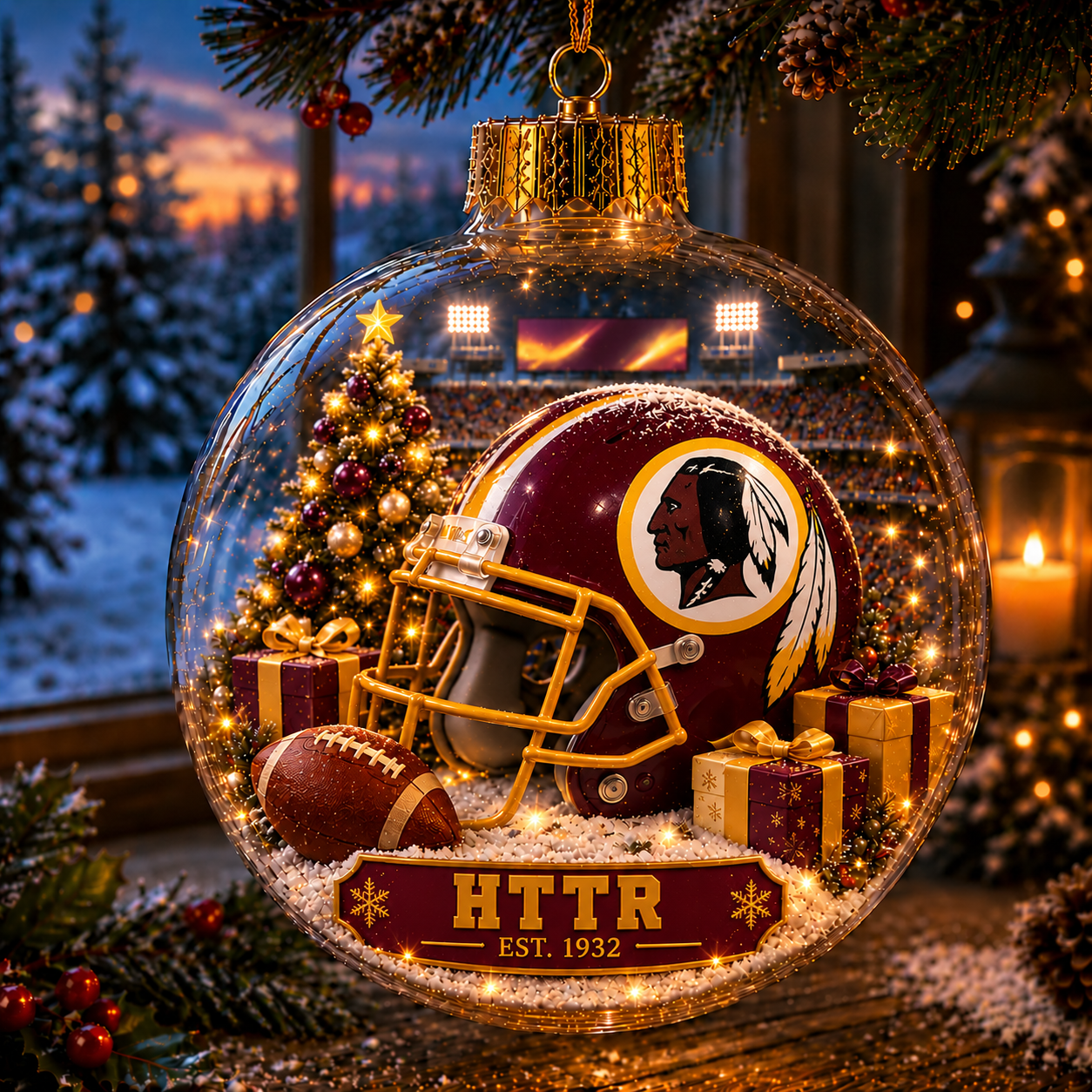 🏈🎄 Light-Up Football Team Christmas Ornament