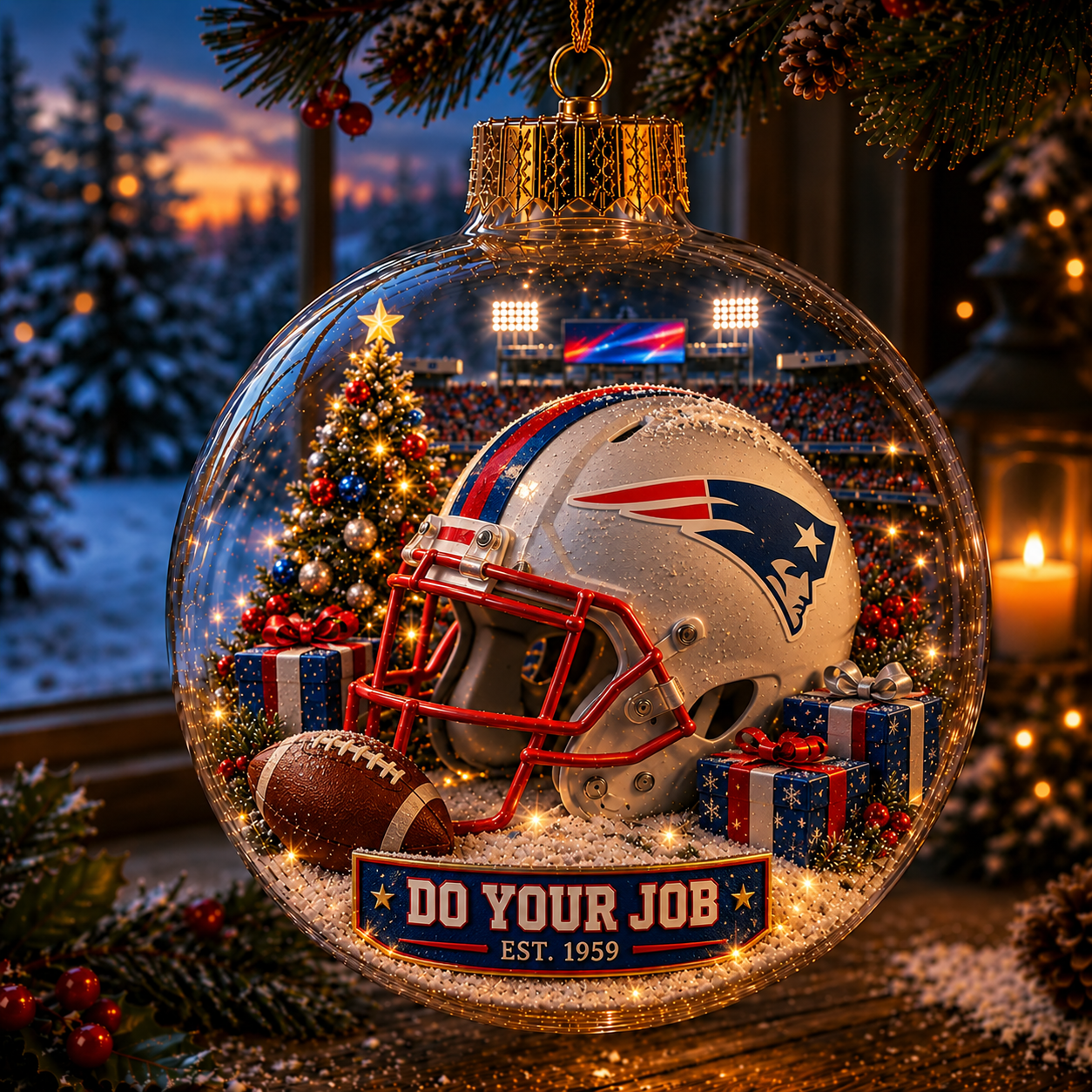 🏈🎄 Light-Up Football Team Christmas Ornament