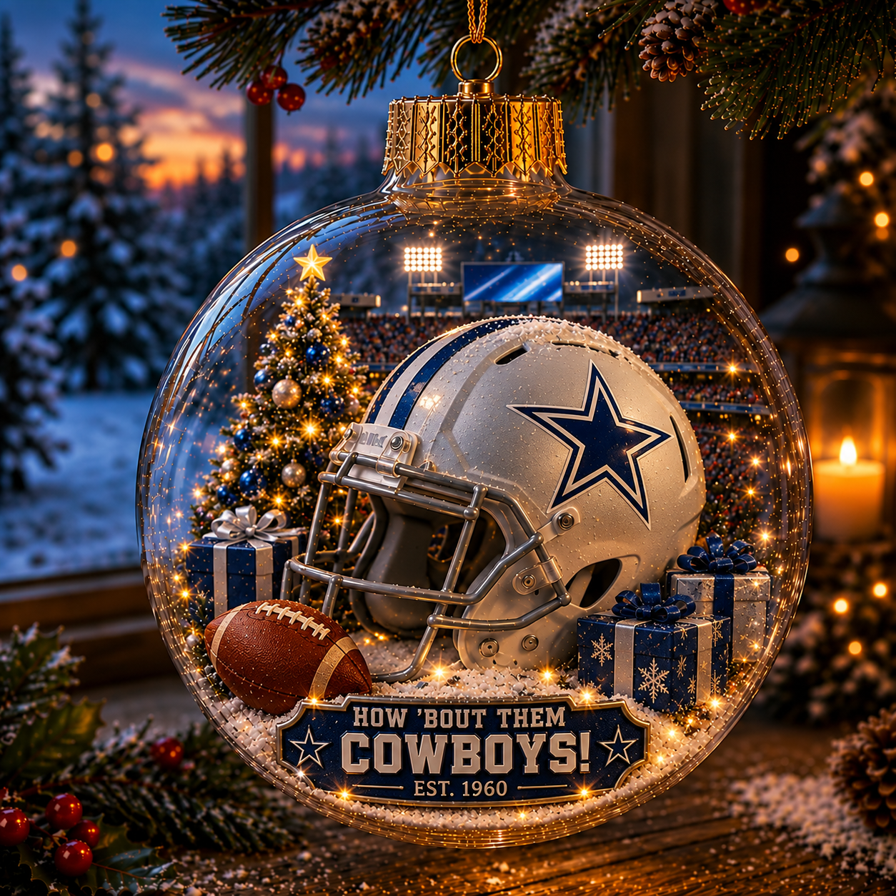 🏈🎄 Light-Up Football Team Christmas Ornament