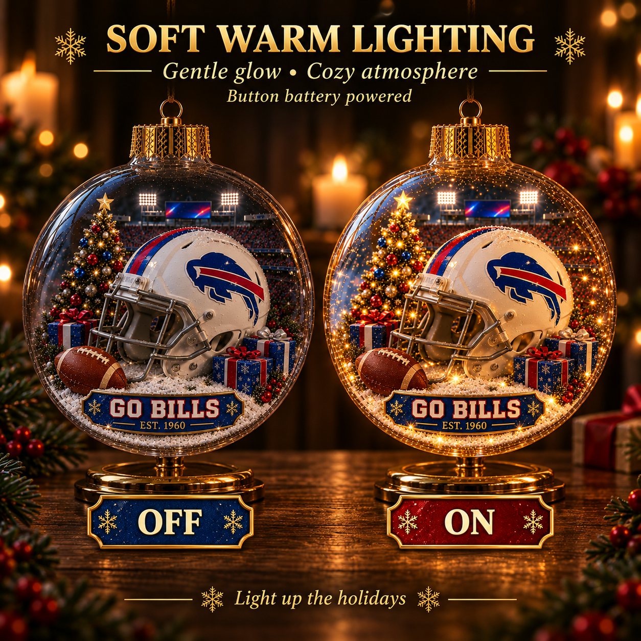 🏈🎄 Light-Up Football Team Christmas Ornament