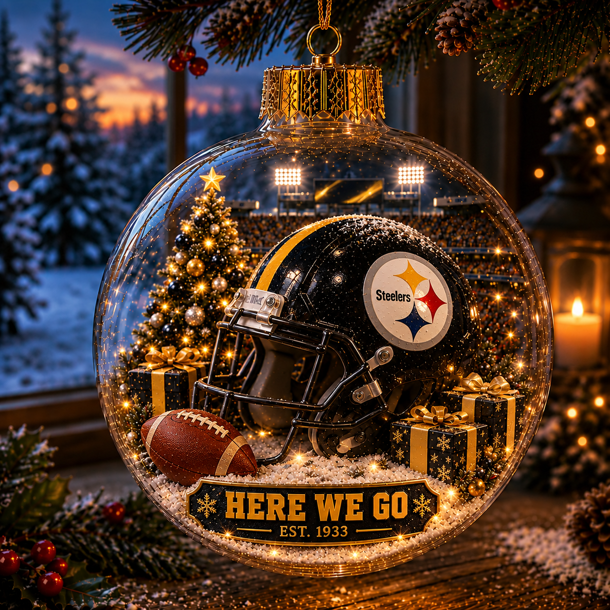 🏈🎄 Light-Up Football Team Christmas Ornament