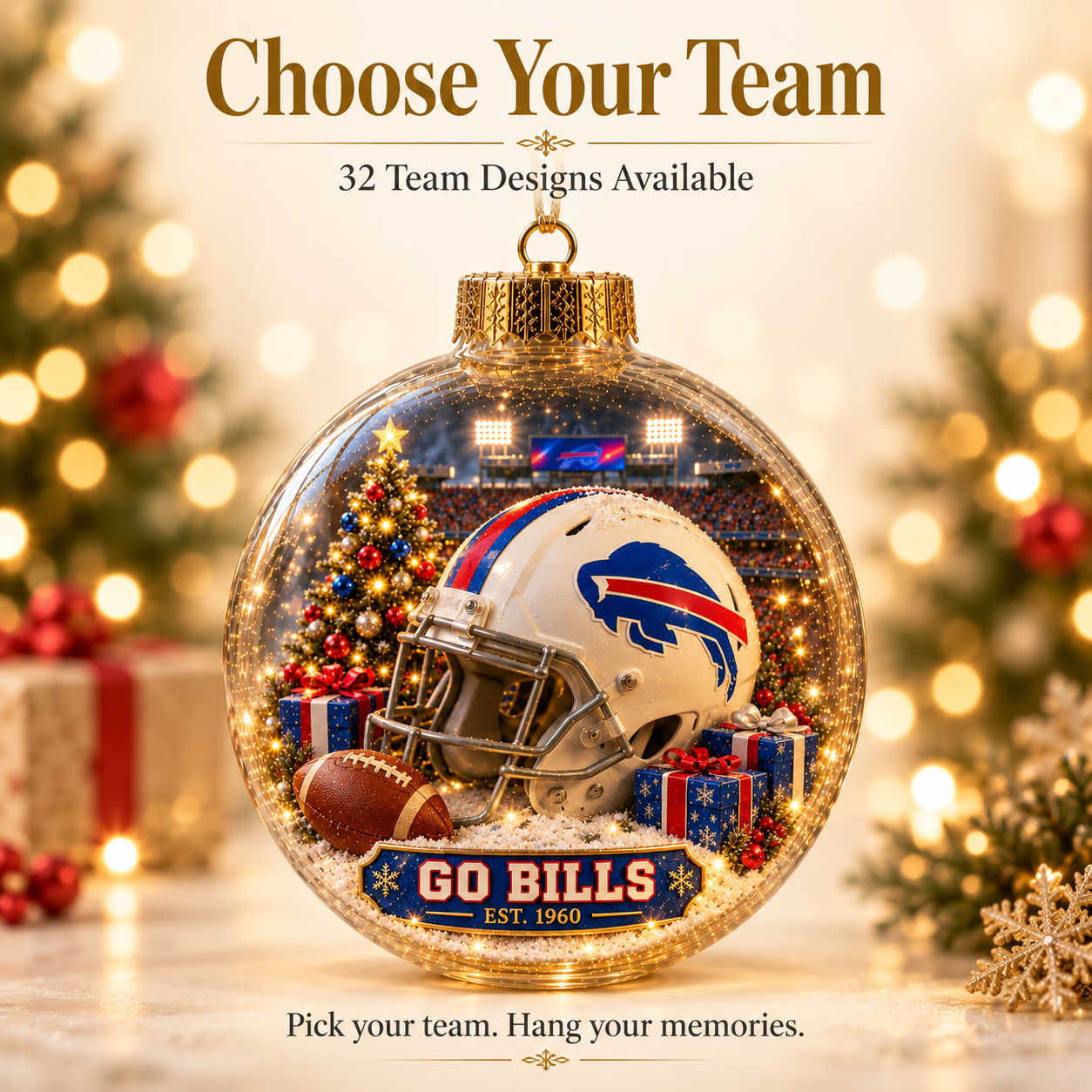 🏈🎄 Light-Up Football Team Christmas Ornament