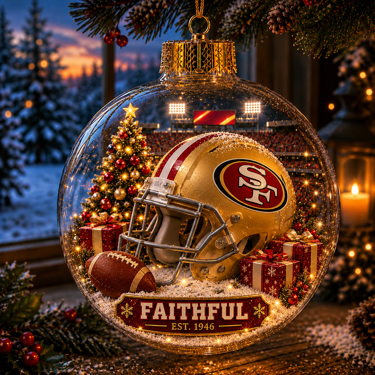🏈🎄 Light-Up Football Team Christmas Ornament