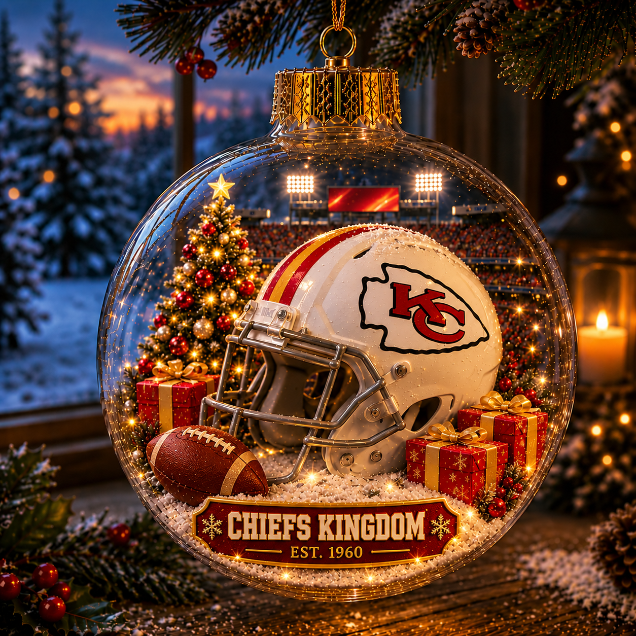 🏈🎄 Light-Up Football Team Christmas Ornament