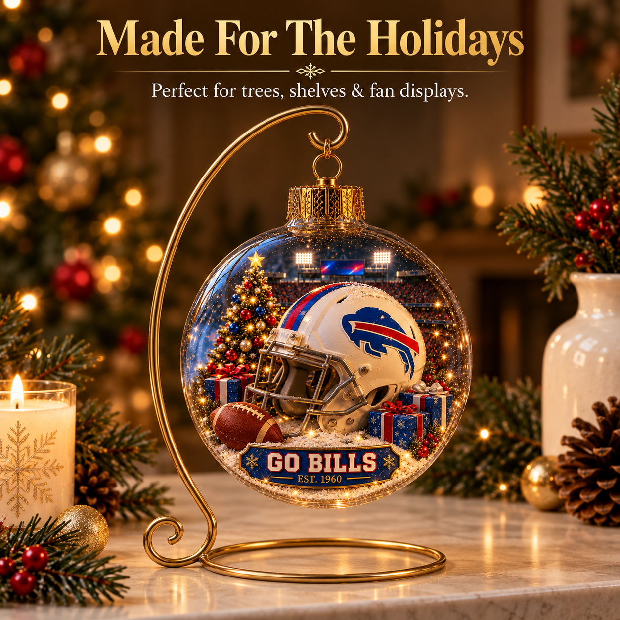🏈🎄 Light-Up Football Team Christmas Ornament